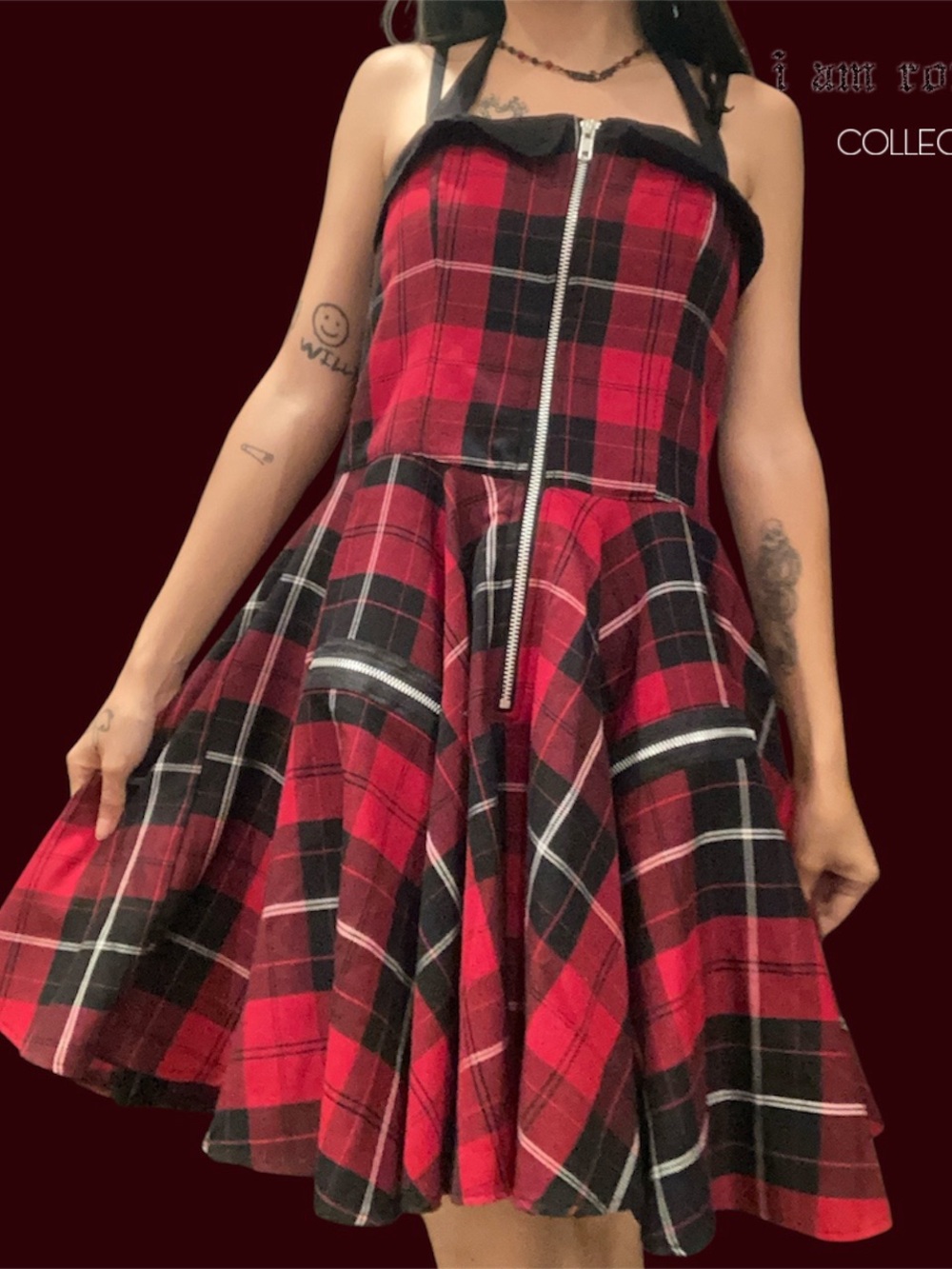 Vintage Y2k Punk Hell Bunny Red Tartan Mini Dress